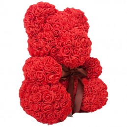 RoseBear, κόκκινο, με καρδιά ή κορδέλα, 25cm πλάγια
