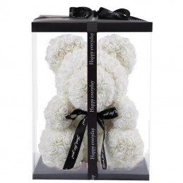 RoseBear, λευκό, με καρδιά ή κορδέλα, 40cm συσκευασία