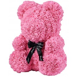 RoseBear, ροζ, με καρδιά ή κορδέλα, 25cm πλάγια
