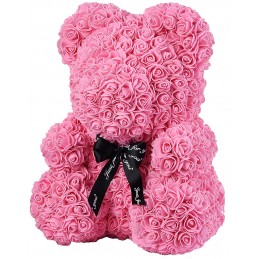 RoseBear, pink, with heart or ribbon, 40cm side