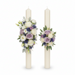 Wedding Candles Purple Roses